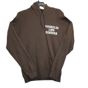 Assholes Live Forever Brown Hoodie Sz M American Apparel California Fleece